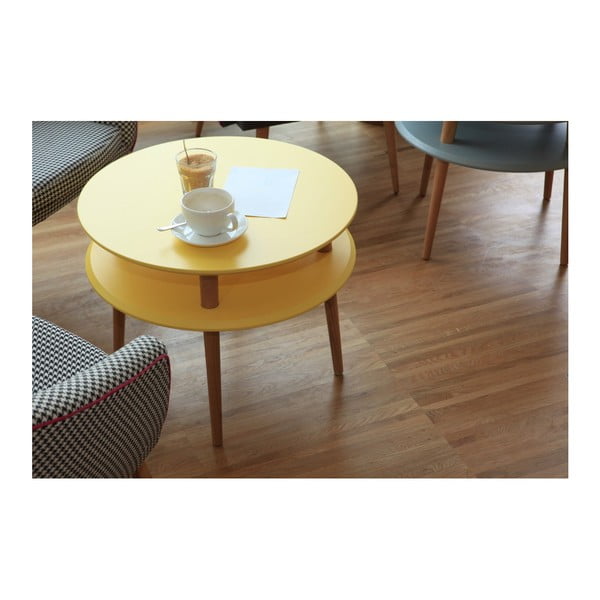 Masă de cafea cu picioare din lemn Ragaba UFO, Ø 70 cm, gri antracit-image-3