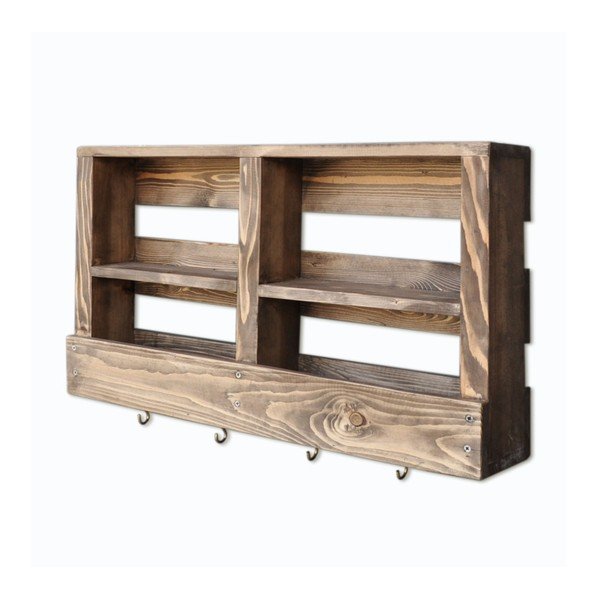 Raft din lemn pentru perete și cârlige Ayako-image-2