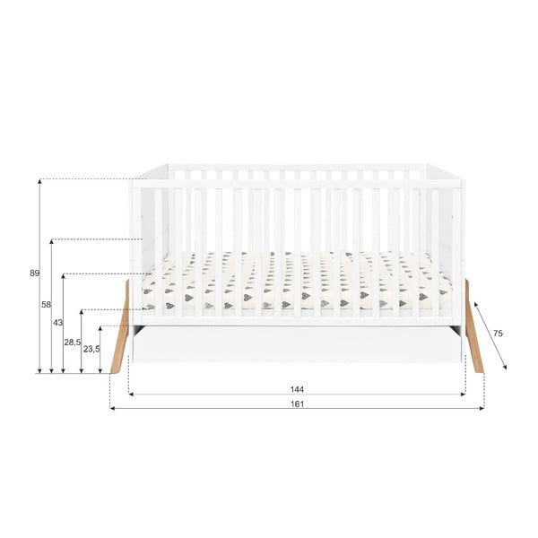 Pătuț pentru copii cu sertar BELLAMY Lotta, 70 x 140 cm, alb-image-3