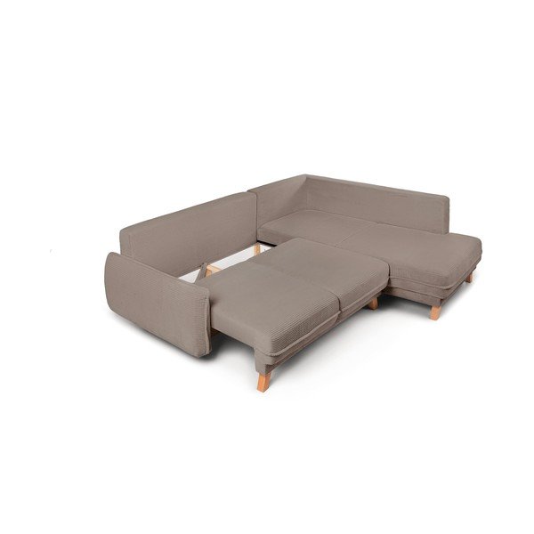 Colțar taupe extensibil/cu spațiu de depozitare cu tapițerie din catifea reiată  (cu colț pe partea stângă/în formă de ”L”) Tori – Bonami Selection-image-2