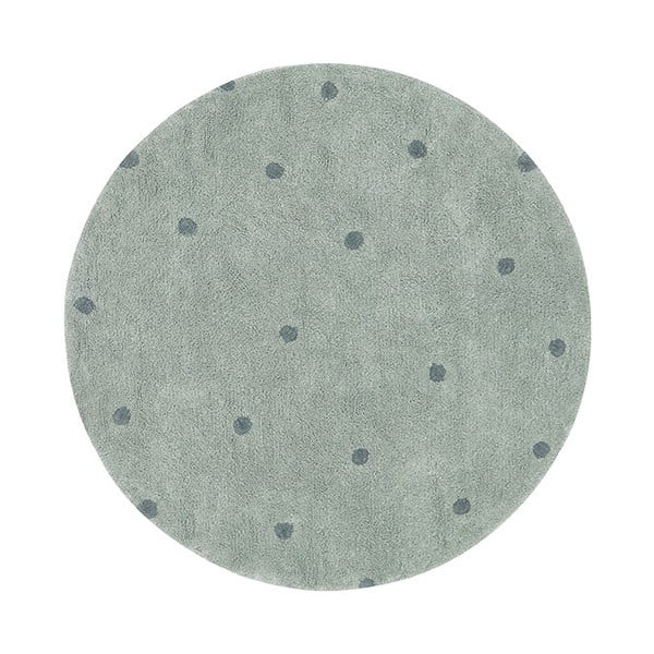 Covor pentru copii verde deschis lavabil/țesut manual din bumbac ø140 cm Round Dot Blue Sage – Lorena Canals