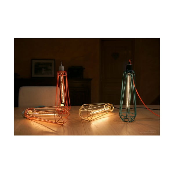 Lustră Filament Style Diamond #2, abajur negru, cablu roșu-image-2