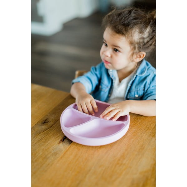 Farfurie pentru copii roz-deschis din silicon 19x20,5 cm – Kindsgut-image-1