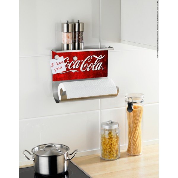 Suport magnetic pentru prosoape de bucătărie cu raft Wenko Coca-Cola Classic-image-1