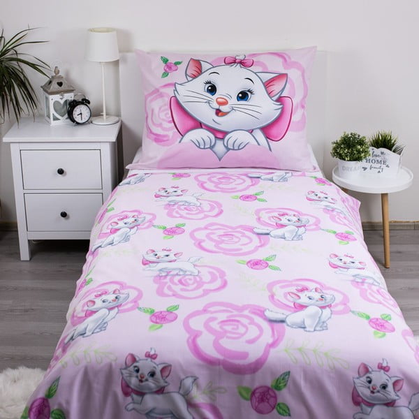 Lenjerie de pat pentru copii roz din bumbac pentru pat de o persoană 140x200 cm Marie Cat "Pink" – Jerry Fabrics-image-2