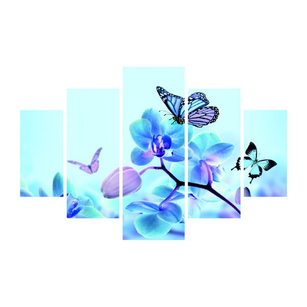 Tablou din mai multe piese Sakura And Butterfly, 92 x 56 cm