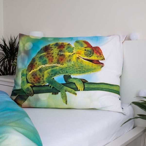 Lenjerie de pat fosforescentă pentru copii verde din bumbac pentru pat de o persoană 140x200 cm Chameleon – Jerry Fabrics-image-3