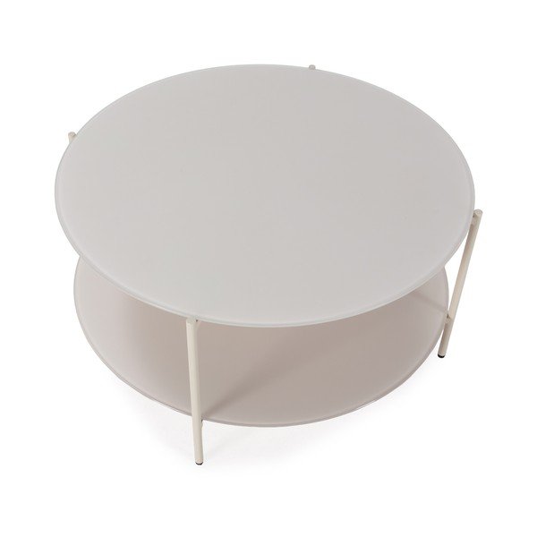 Măsuță de cafea crem rotundă cu blat din sticlă ø 83 cm Davi – MOME-image-2