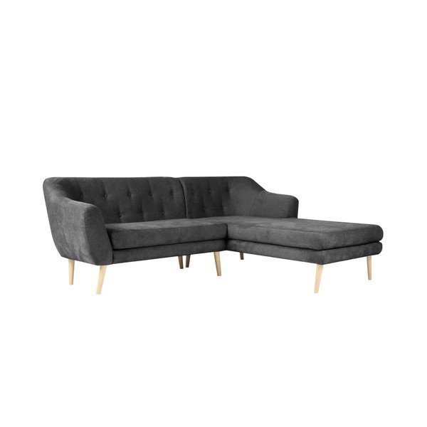 Colțar cu șezlong pe partea dreaptă Mazzini Sofas Sicile, gri închis-image-3