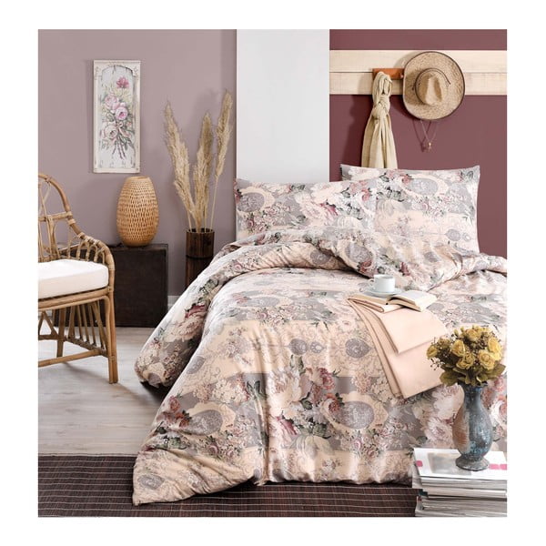 Lenjerie de pat cu cearşaf Shabby, 200 x 220 cm, roz pudrat