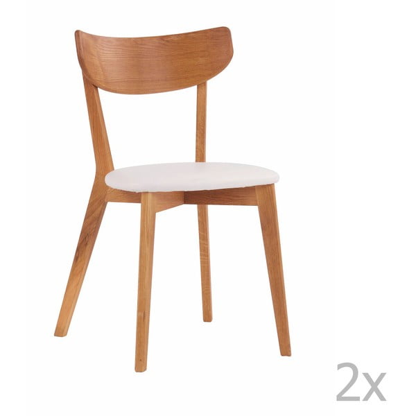 Set 2 scaune cu aspect de stejar, șezut alb, Folke Ami