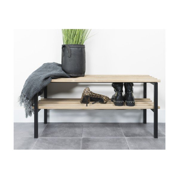 Pantofar negru/în culoare naturală din metal 100x45x34 cm Rizzoli – Spinder Design-image-3