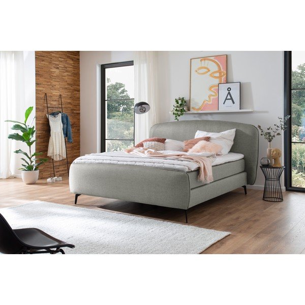 Pat boxspring gri deschis 180x200 cm Imola – Meise Möbel-image-1