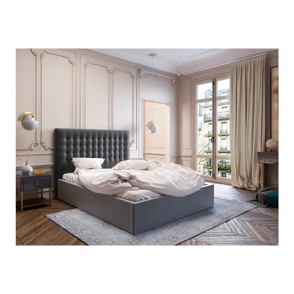 Tăblie pentru pat cu tapițerie de catifea Windsor & Co Sofas Apollo, 160 x 120 cm, gri închis-image-3