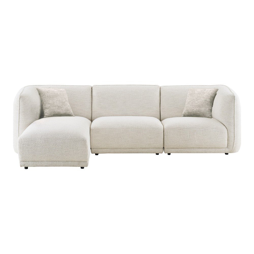 Colțar crem cu tapițerie din chenille (cu colț pe partea stângă/cu șezlong) Noor – House Nordic