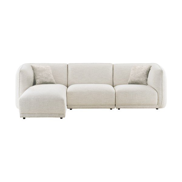 Colțar crem cu tapițerie din chenille (cu colț pe partea stângă/cu șezlong) Noor – House Nordic