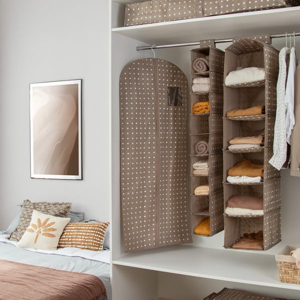 Husă de protecție pentru haine de agățat Compactor Dots, 137 cm, bej-image-1