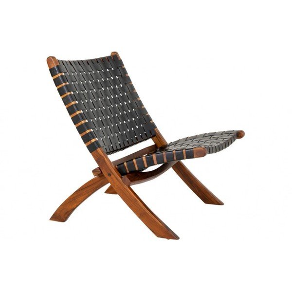 Fotoliu din piele neagră cu țesătură Perugia - House Nordic-image-3