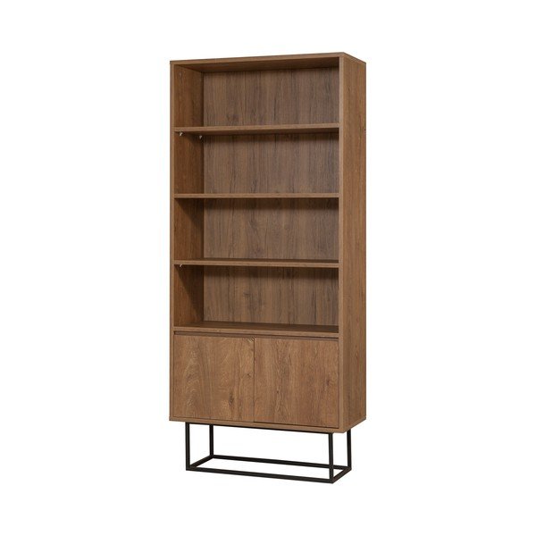 Bibliotecă în culoare naturală cu aspect de lemn de nuc 80x182 cm Rodez – Kalune Design