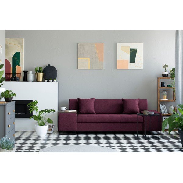 Canapea cu picioarele de culoare neagră Cosmopolitan Orlando, mov, 220 cm-image-1