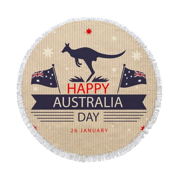 Prosop de plajă rotund Australia Kangaroo Happy Day, Ø 150 cm