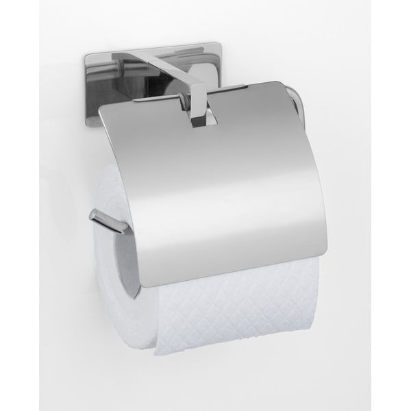 Suport pentru hârtie igienică argintiu lucios autoadeziv din oțel inoxidabil Genova – Wenko-image-1