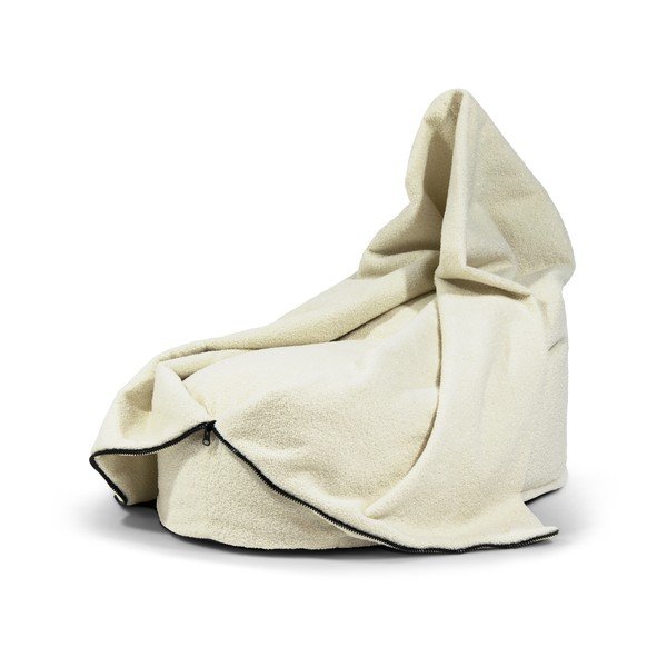 Fotoliu puf pentru copii crem cu tapițerie din țesătură bouclé Cocoon 80 – SLOWDOWN-image-3
