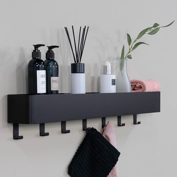 Raft pentru baie negru de montat pe perete din oțel Multi – Spinder Design-image-1