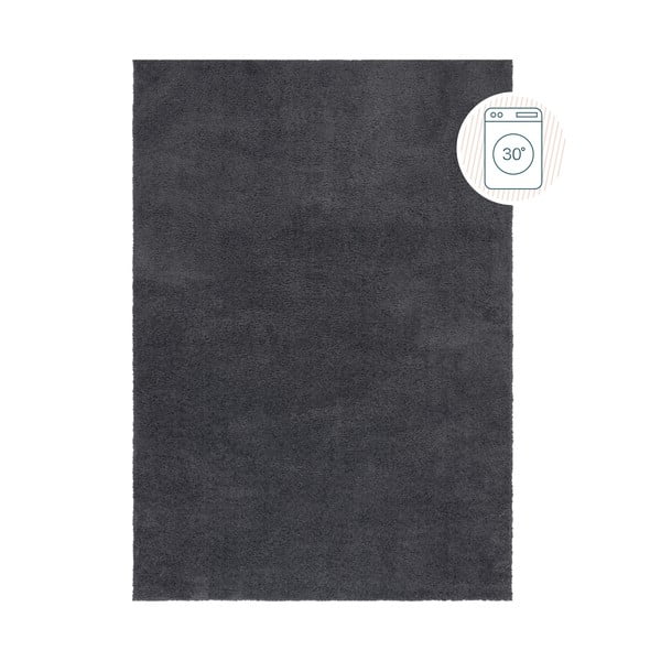 Covor gri închis lavabil din fibre reciclate 80x150 cm Fluffy – Flair Rugs