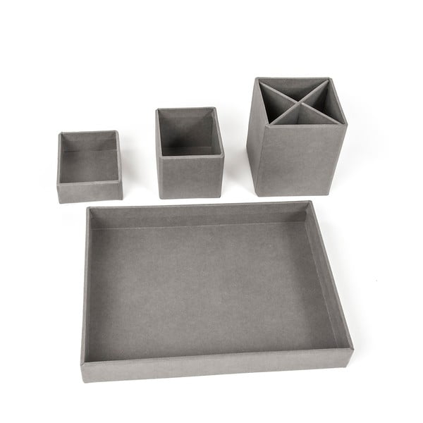 Organizator de birou cu 4 piese pentru instrumente de scris Bigso Box of Sweden Lena, gri-image-3