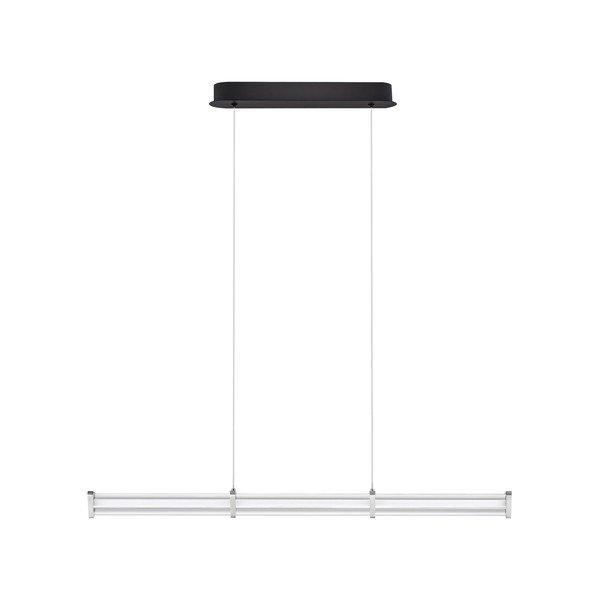 Lustră negru-mat/argintiu-mat LED cu intensitate reglabilă din metal cu abajur din sticlă acrilică Pheme – Nova Luce
