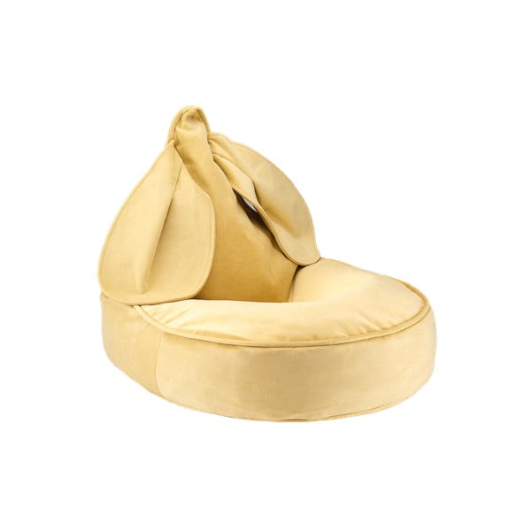 Fotoliu puf pentru copii galben cu tapițerie din catifea Bunny – Wigiwama