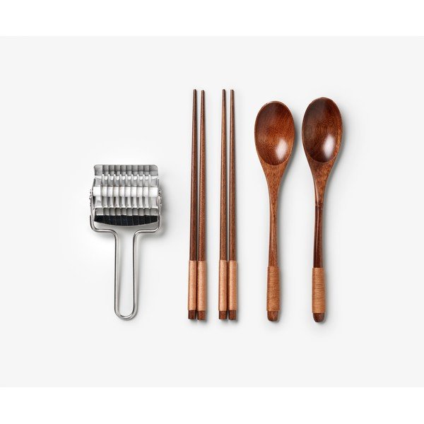 Set de bețe chinezești albastru din oțel inoxidabil/din bambus pentru 2 persoane The Essentials - Ramen Tools – Printworks-image-3