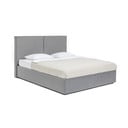 Pat matrimonial gri tapițat cu spațiu de depozitare cu somieră 160x200 cm Thessa Bold – Bonami Selection