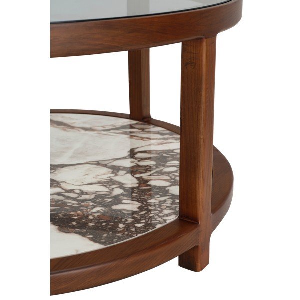 Măsuță de cafea maro rotundă cu blat din sticlă ø 80 cm Classeno – Ellos Home-image-4