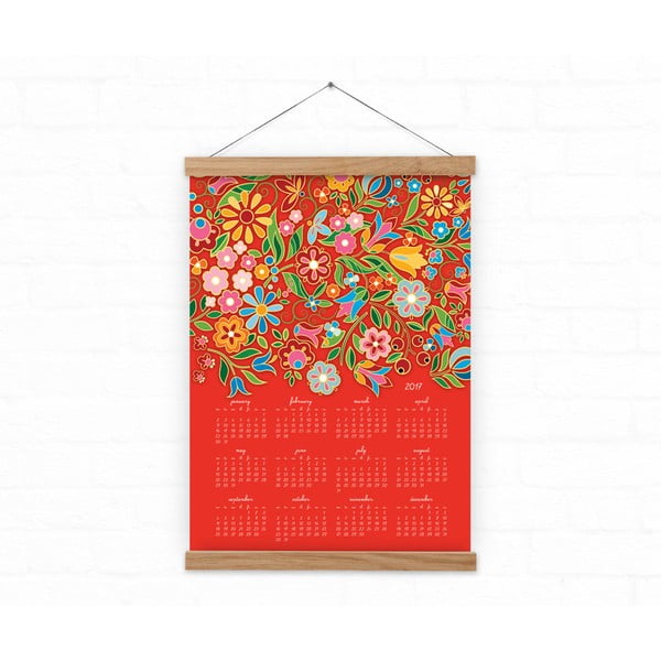 Calendar de perete 2017 FolkFlora, roșu