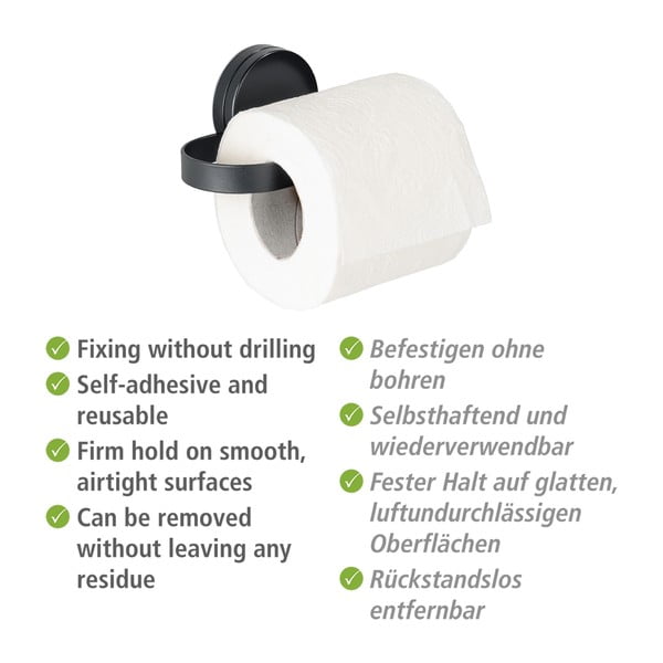 Suport pentru hârtia de toaletă Wenko Static-Loc® Pavia, negru-image-3