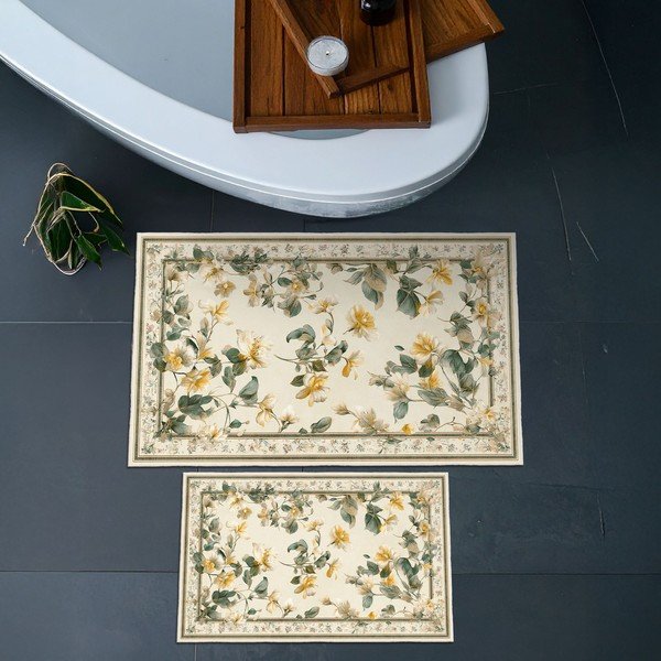 Covorașe de baie bej 2 buc. 60x100 cm – Foutastic-image-3