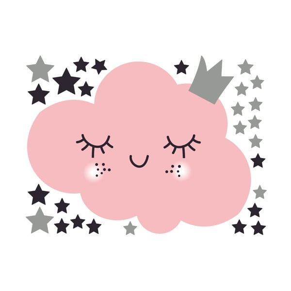 Set autocolante pentru perete Ambiance Pink Clound and Stars-image-2