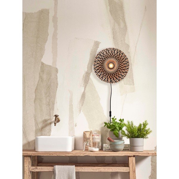 Aplică de perete neagră/în culoare naturală ø 30 cm Kalimantan – Good&Mojo-image-4