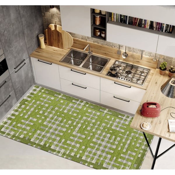 Covor tip traversă verde lavabil 55x115 cm Dama Verde – Floorita-image-1