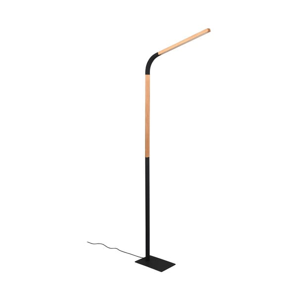 Lampadar negru/în culoare naturală LED cu abajur din lemn (înălțime 169,5 cm) Norris – Trio-image-1
