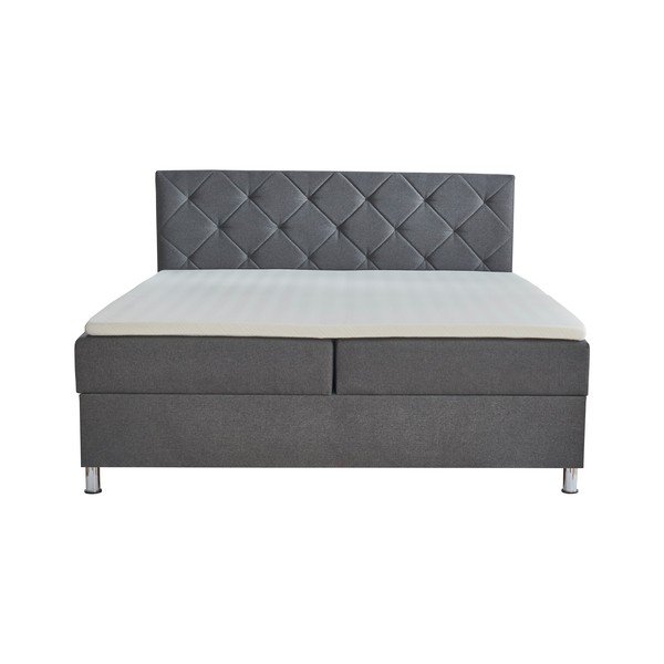 Pat boxspring gri cu spațiu de depozitare 180x200 cm Leo - Meise Möbel-image-2
