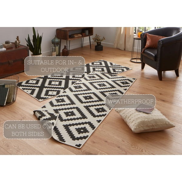 Covor reversibil adecvat pentru interior și exterior negru-crem 80 x 345 cm Malta - NORTHRUGS-image-4
