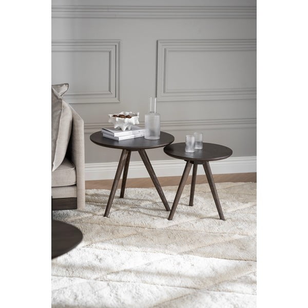 Măsuțe auxiliare 2 buc. rotunde din lemn masiv de stejar ø 50 cm Yumi – Rowico-image-1