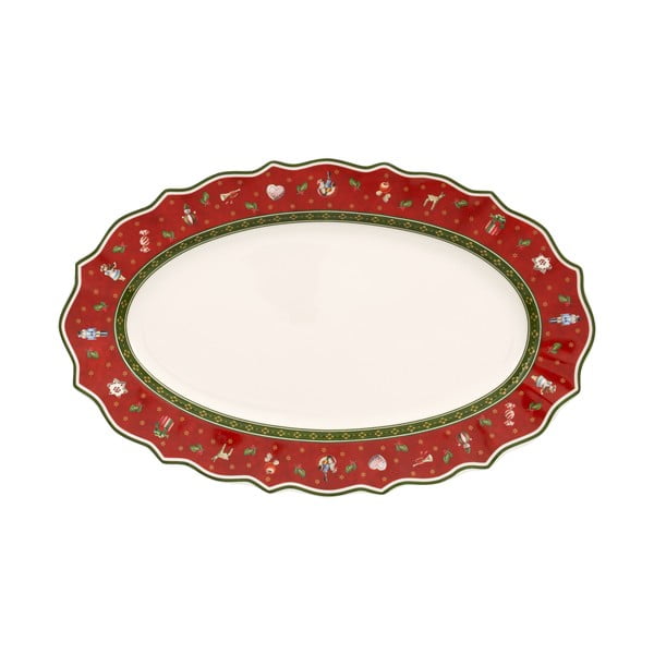 Platou din porțelan roșu cu motiv de Crăciun Villeroy & Boch, 38 x 23,5 cm