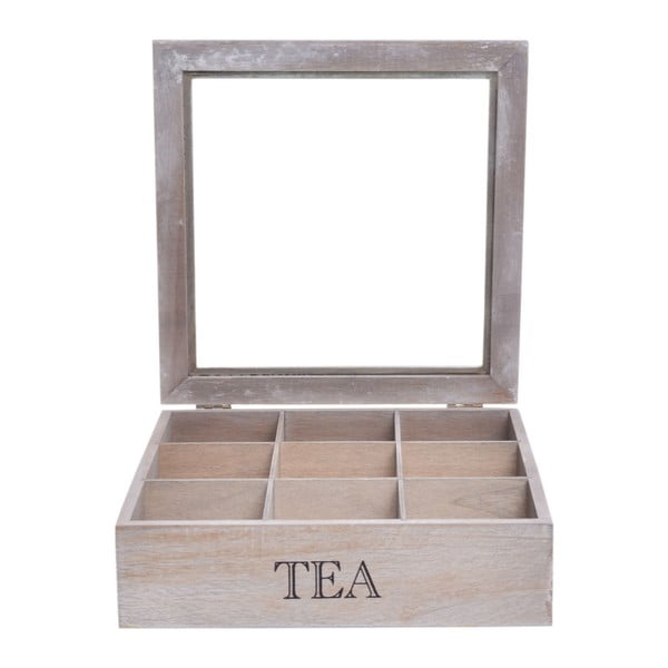 Cutie din lemn pentru ceai Ewax Herbart, 24 x 24 x 7 cm