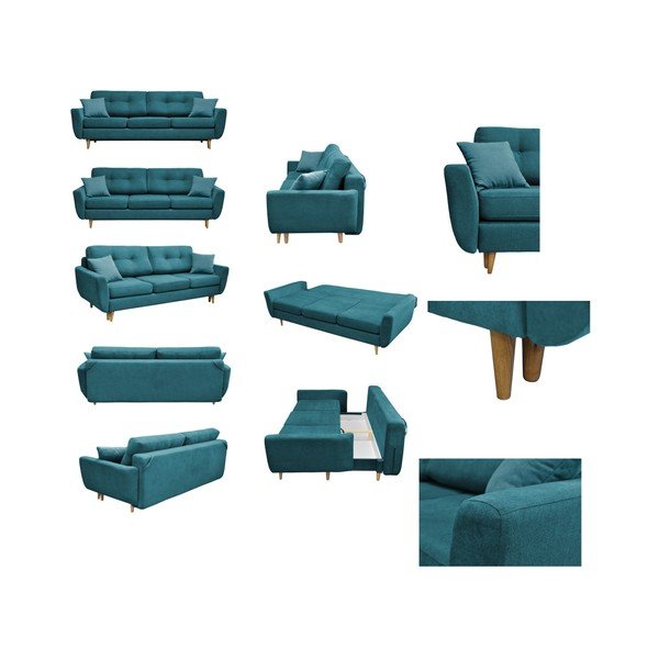 Canapea extensibilă Mazzini Sofas Rose, turcoaz-image-2