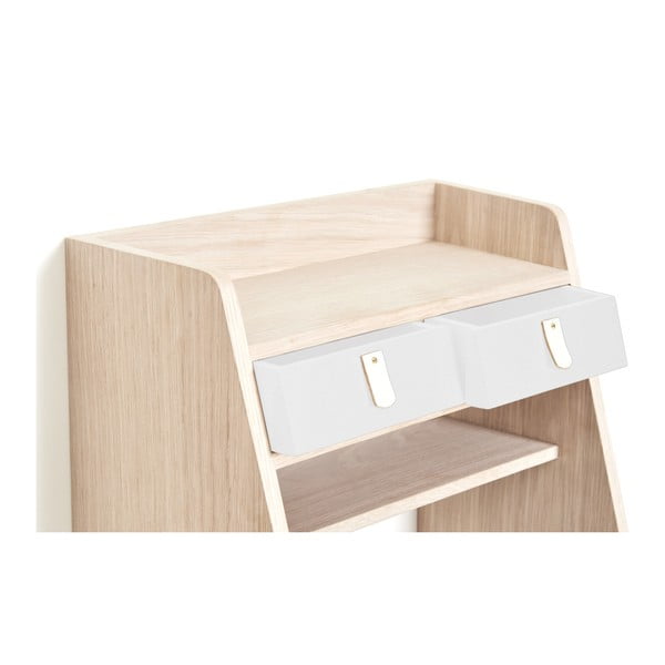 Raft de perete în decor de lemn de stejar cu 2 sertare HARTÔ Suzon, alb-image-4