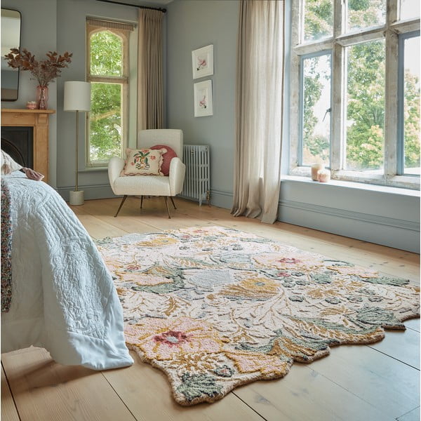 Covor roz deschis țesut manual din lână 160x230 cm Daphne Shaped Floral – Flair Rugs-image-1